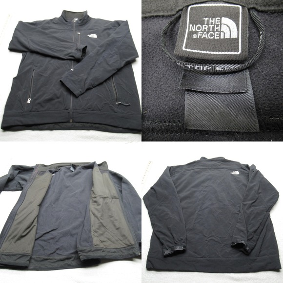 The North Face Jacket Mens XL Black Apex Softshell Pockets Fleece Lined Full Zip - Picture 1 of 16